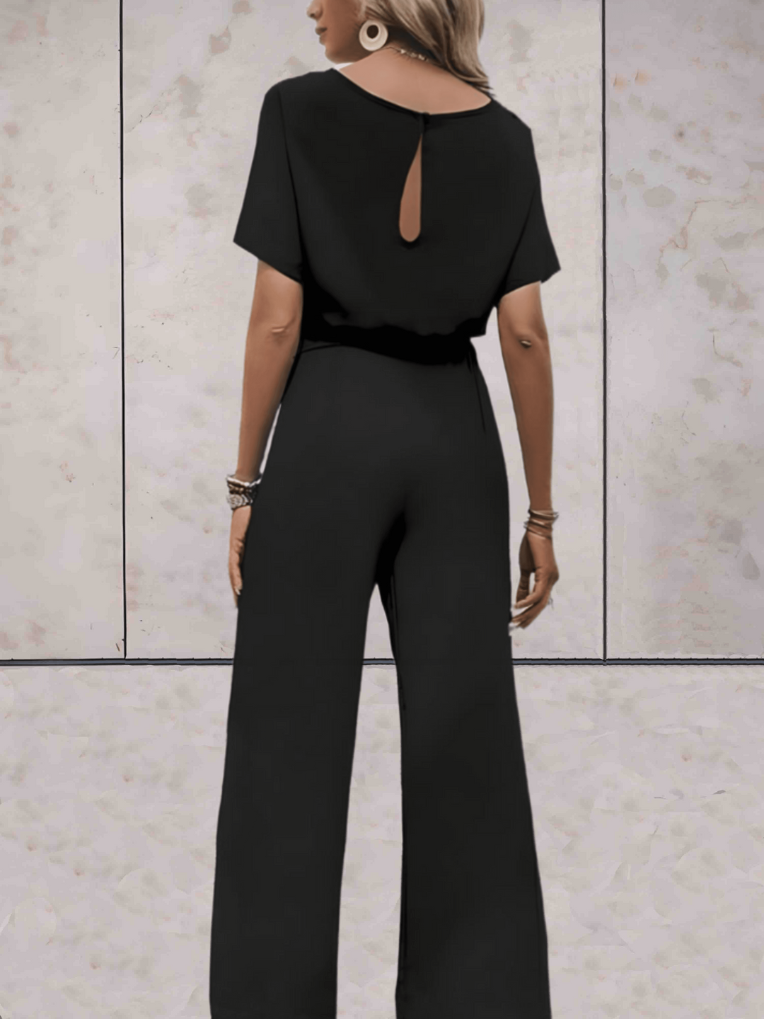 Drune | Damen Eleganter Jumpsuit Schwarz