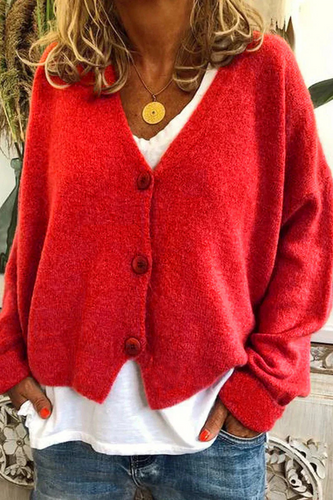Drune | Damen Strickjacke Kurz Rot