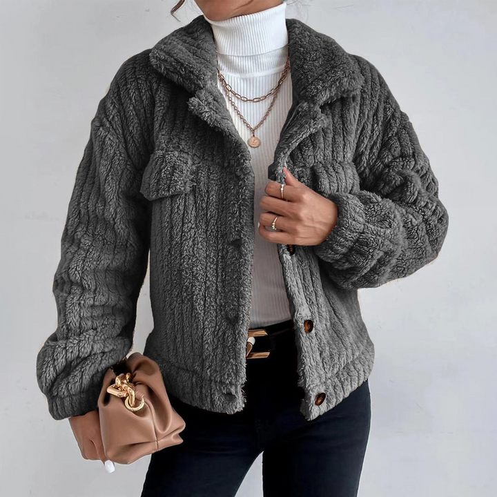 Drune | Stylicher Kurzer Fleece Mantel für Frauen