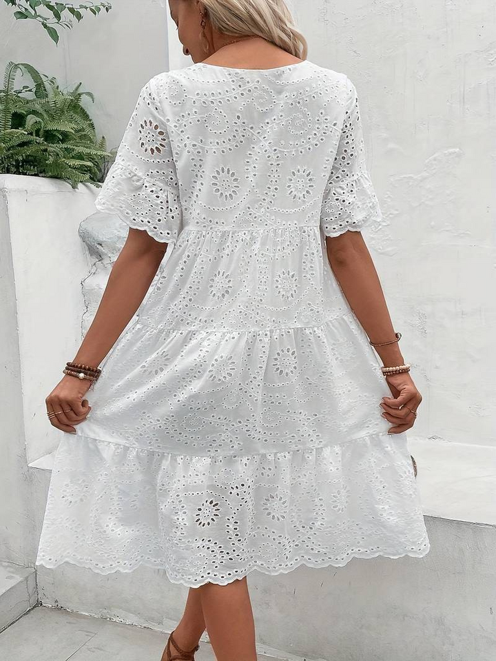 Drune | Weiß Sommerkleid Midi