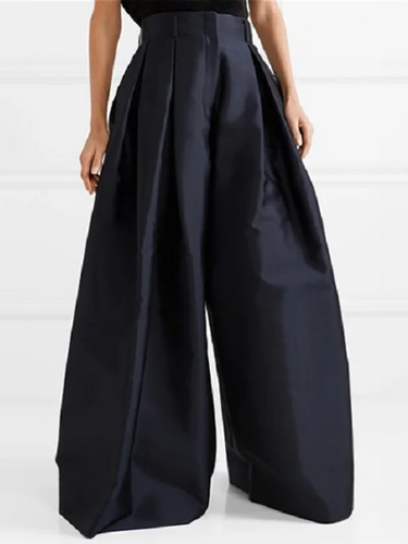 Drune | Lockere Hose mit Hoher Taille Weitem Bein und Plissee Taschen