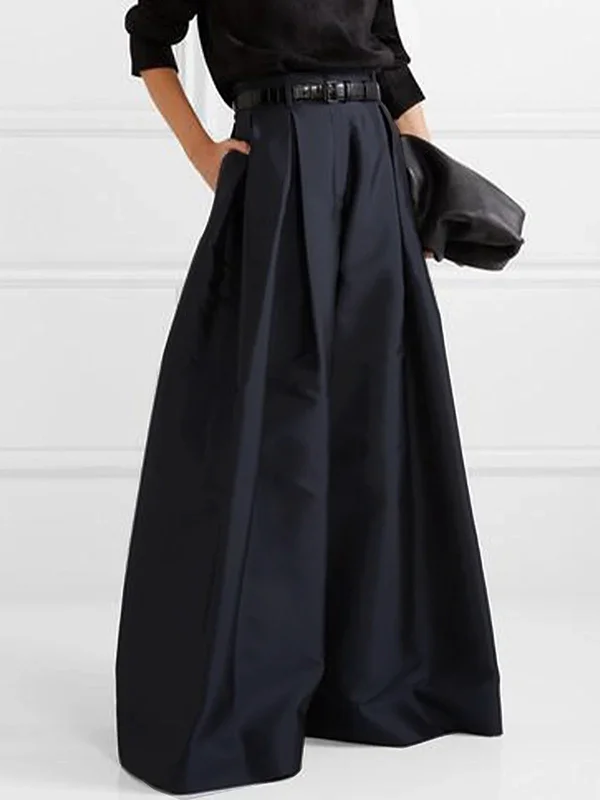 Drune | Lockere Hose mit Hoher Taille Weitem Bein und Plissee Taschen