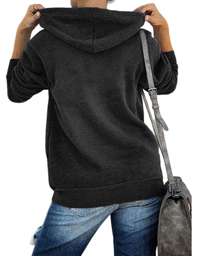 Drune | Damen Schwarzer Zip-Kapuzenpulli