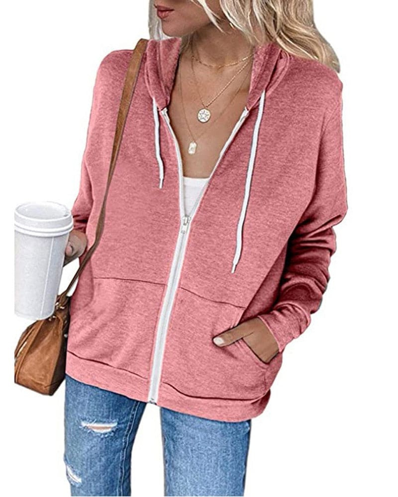 Drune | Damen Schwarzer Zip-Kapuzenpulli