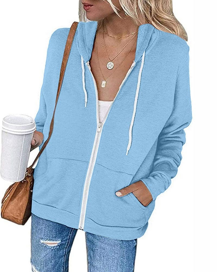 Drune | Damen Schwarzer Zip-Kapuzenpulli