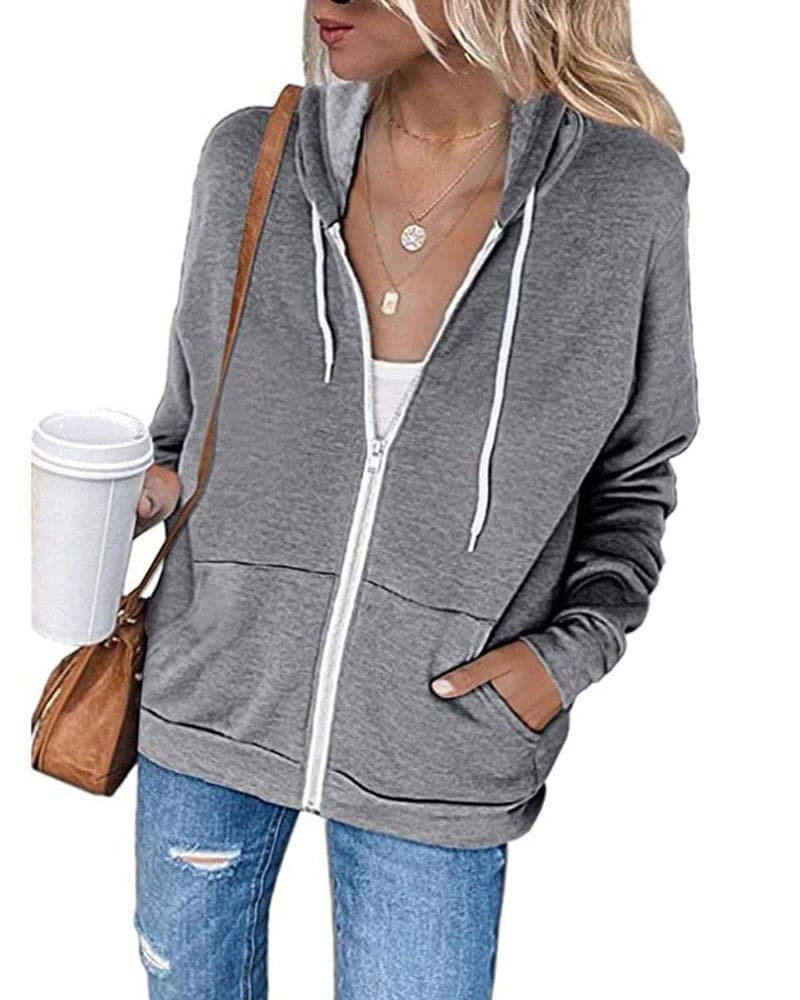 Drune | Damen Schwarzer Zip-Kapuzenpulli