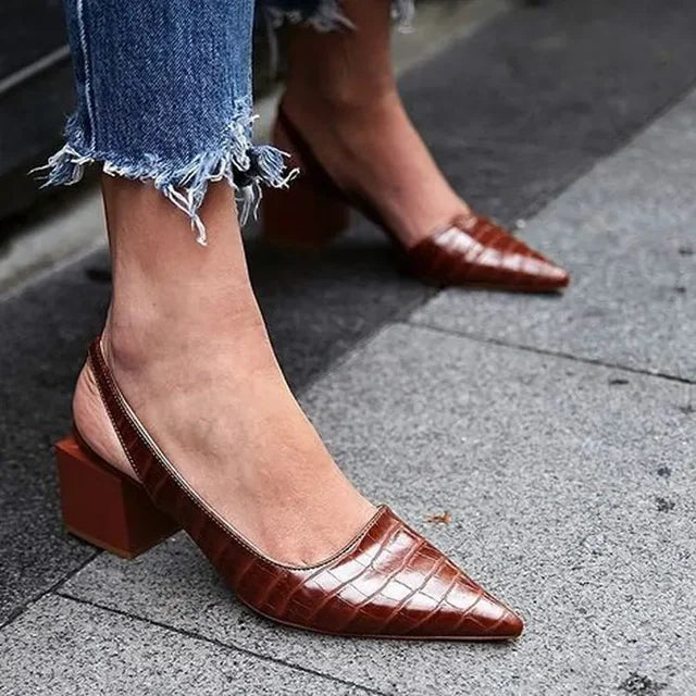 Drune | Stilvolle und Bequeme Croco Slingback Pumps für Damen