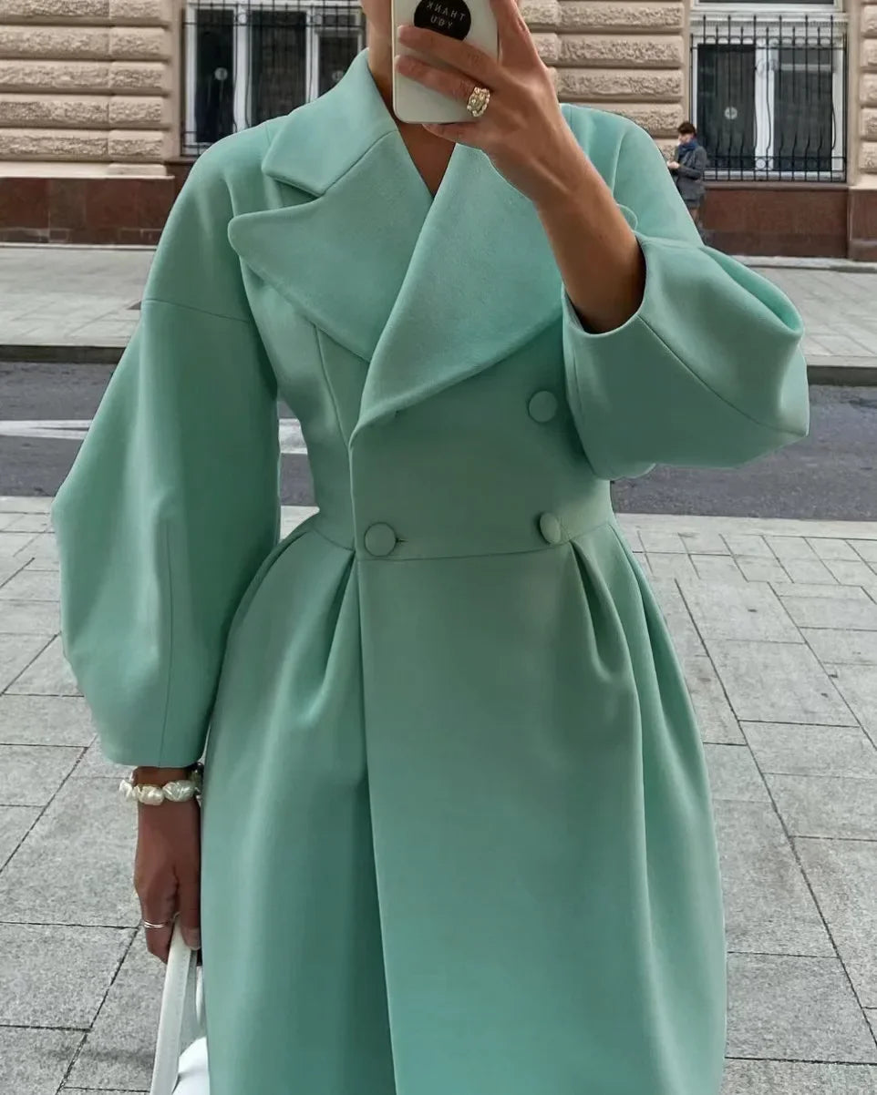 Drune | Damen Doppelreihige Jacke mit Breitem Kragen