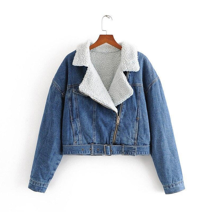 Drune | Damen Jeansjacke mit Schaffell