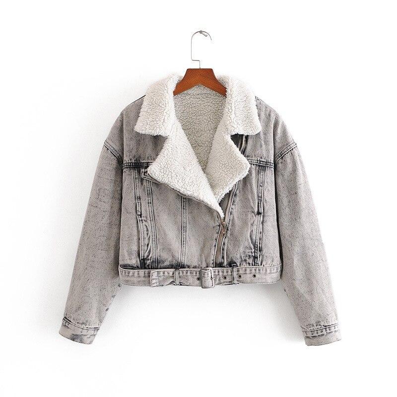 Drune | Damen Jeansjacke mit Schaffell