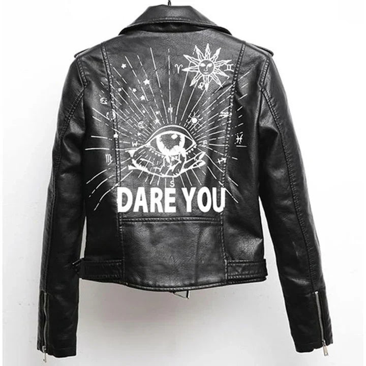 Drune | lederjacke mit coolem aufdruck