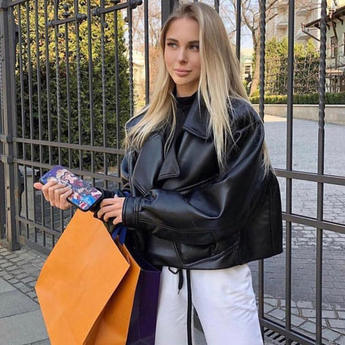 Drune | Damen Lederjacke mit einer Tasche an der Seite