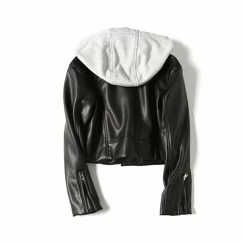Drune | Damen Lederjacke mit Kapuze