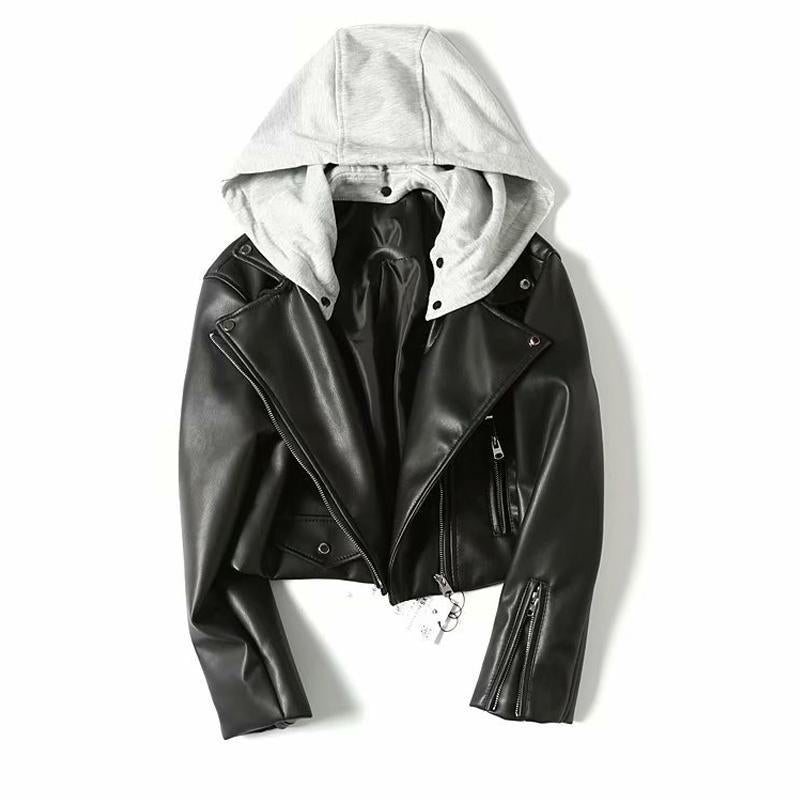 Drune | Damen Lederjacke mit Kapuze