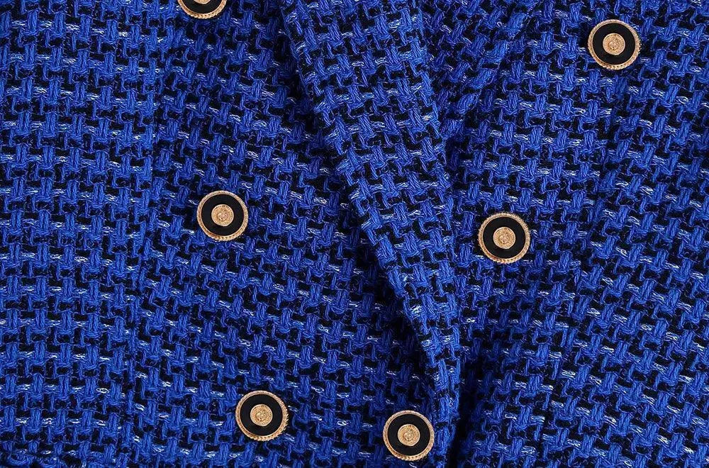 Drune | Dunkelblau Tweed Blazer Damen - Lässig - Kariert