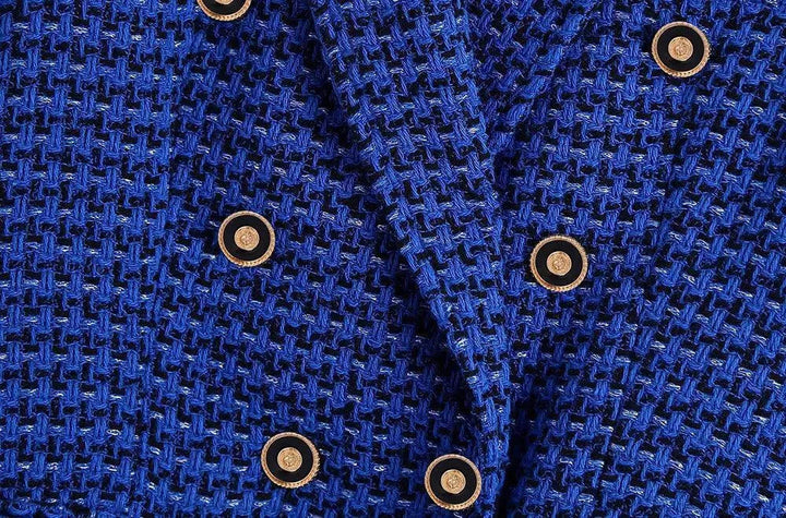 Drune | Dunkelblau Tweed Blazer Damen - Lässig - Kariert