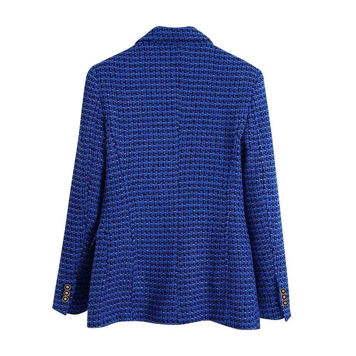 Drune | Dunkelblau Tweed Blazer Damen - Lässig - Kariert