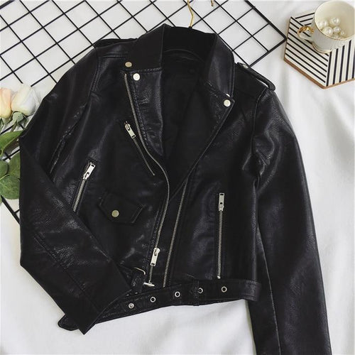 Drune - Coole PU-Lederjacke mit Nieten-Gürtel