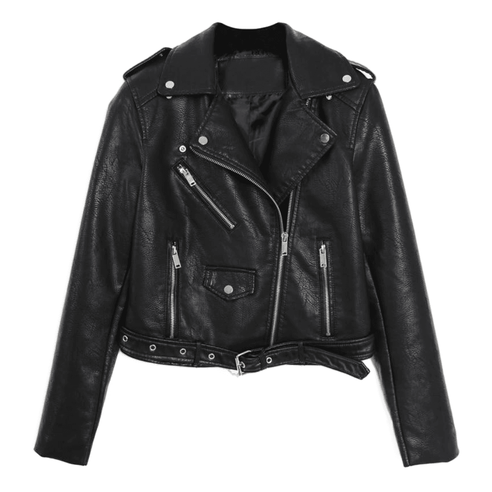 Drune - Coole PU-Lederjacke mit Nieten-Gürtel