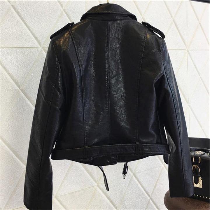 Drune - Coole PU-Lederjacke mit Nieten-Gürtel