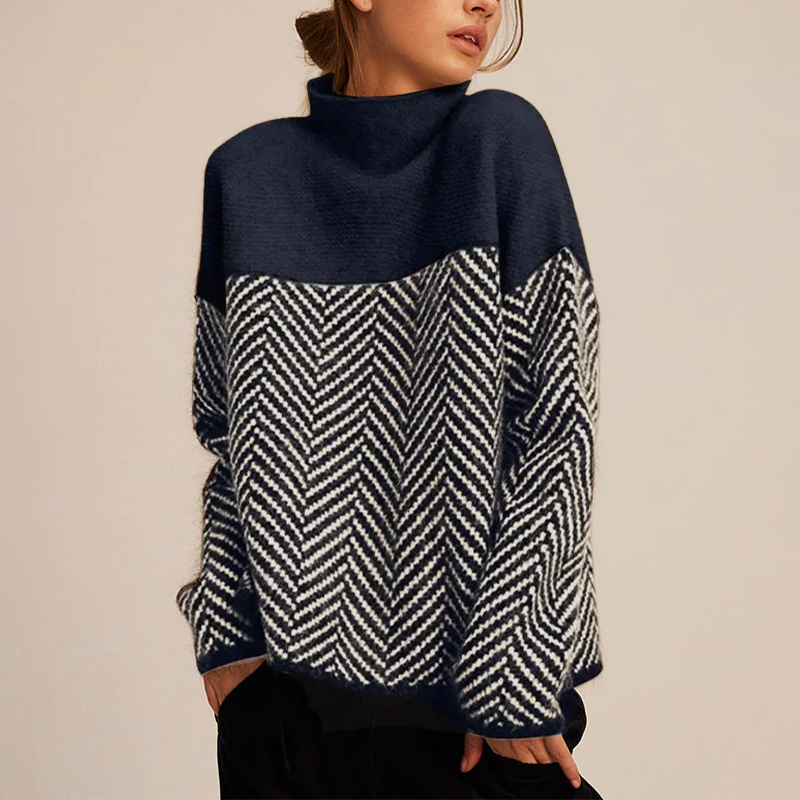 Drune | Strickpullover mit Hohem Kragen Grafisches Muster und Weiche Qualität Elegant und Warm
