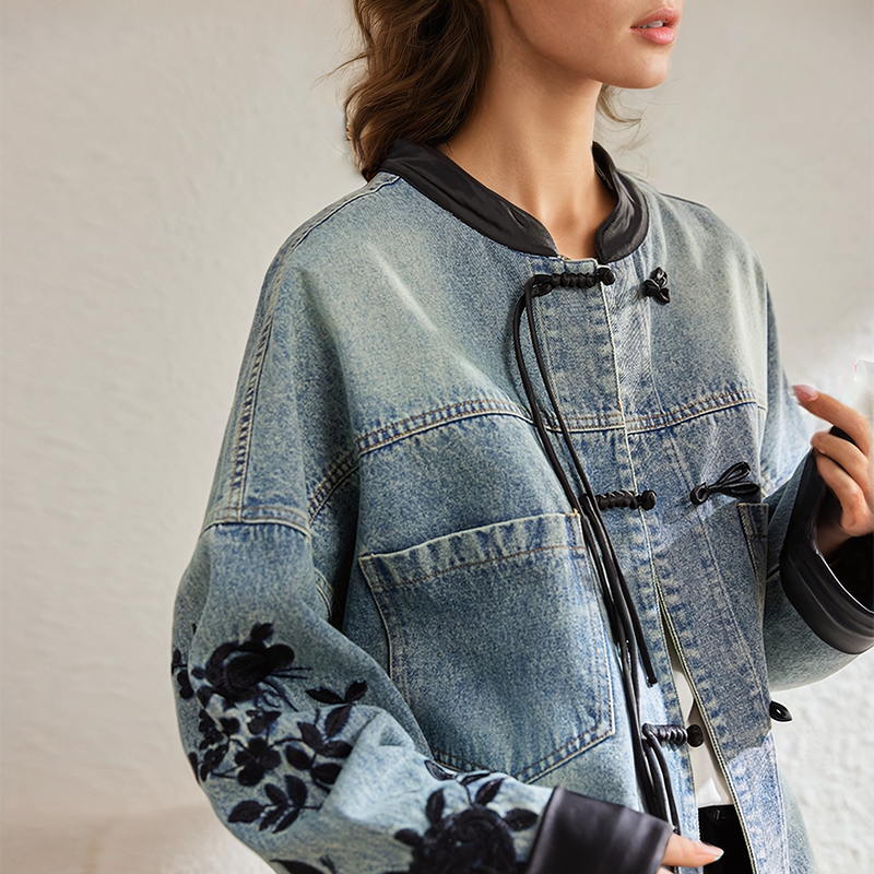 Drune | Vintage-Blumen-Jeansjacke