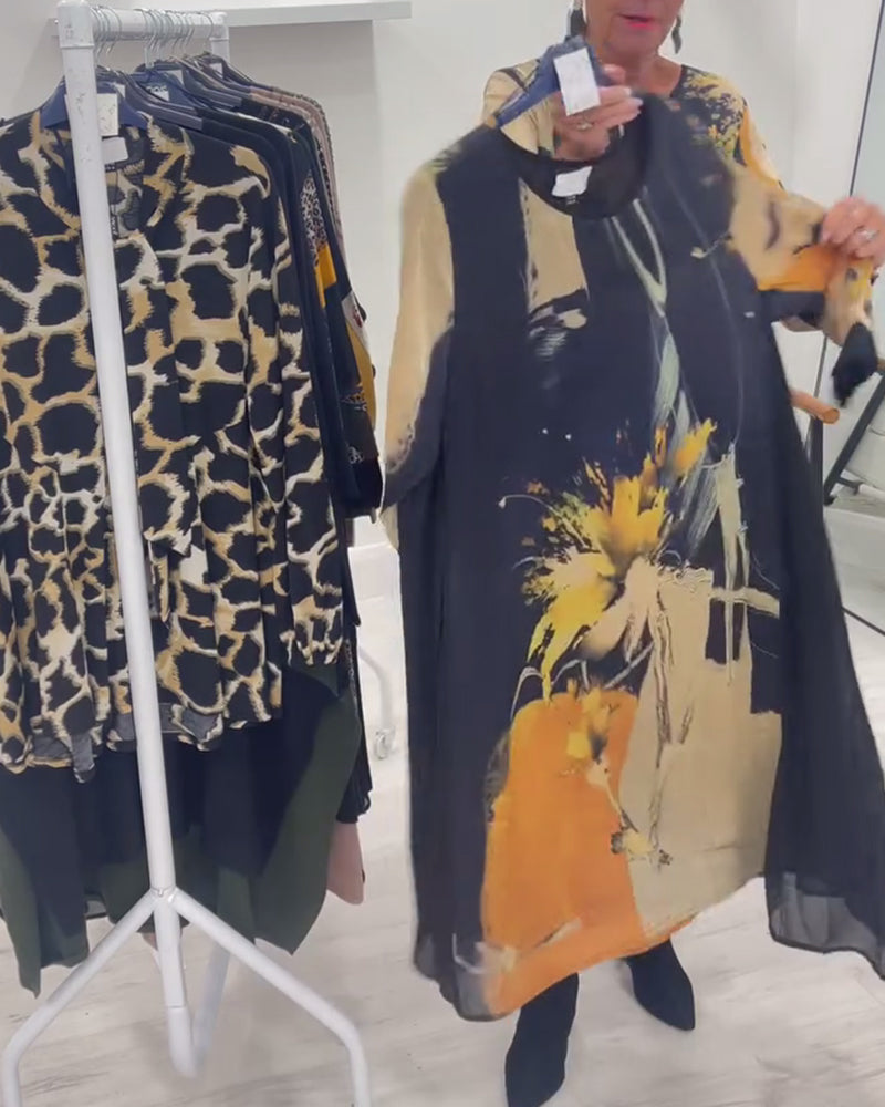 Drune | Rundhals Ausschnitt und Retro Print