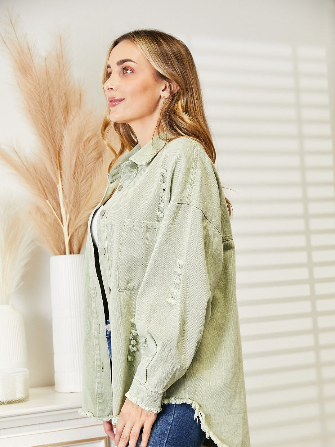 Drune | Zerrissene Rohsaum-Denimjacke