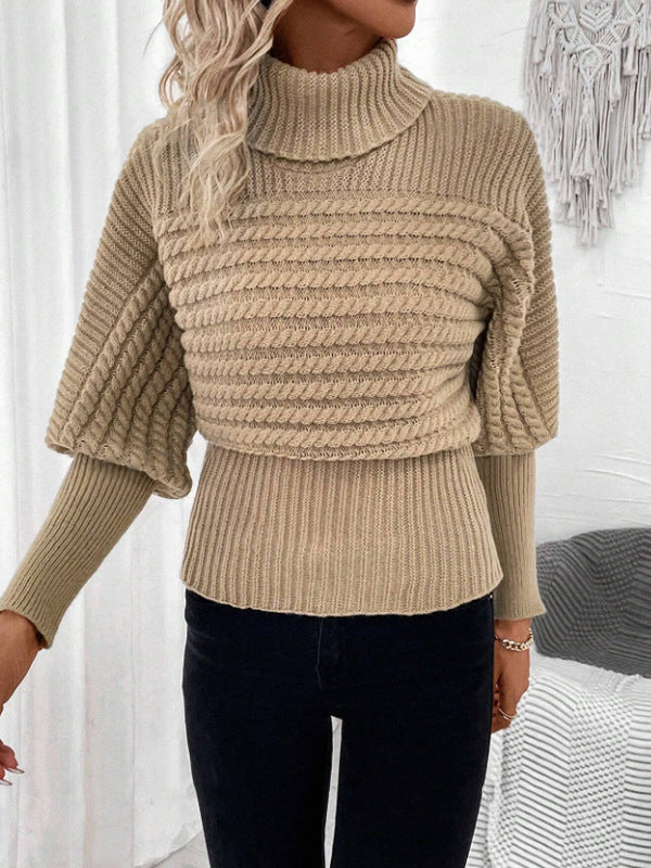 Drune | Pullover mit Hohem Kragen Geschichtete Ärmeln Modern und Warm