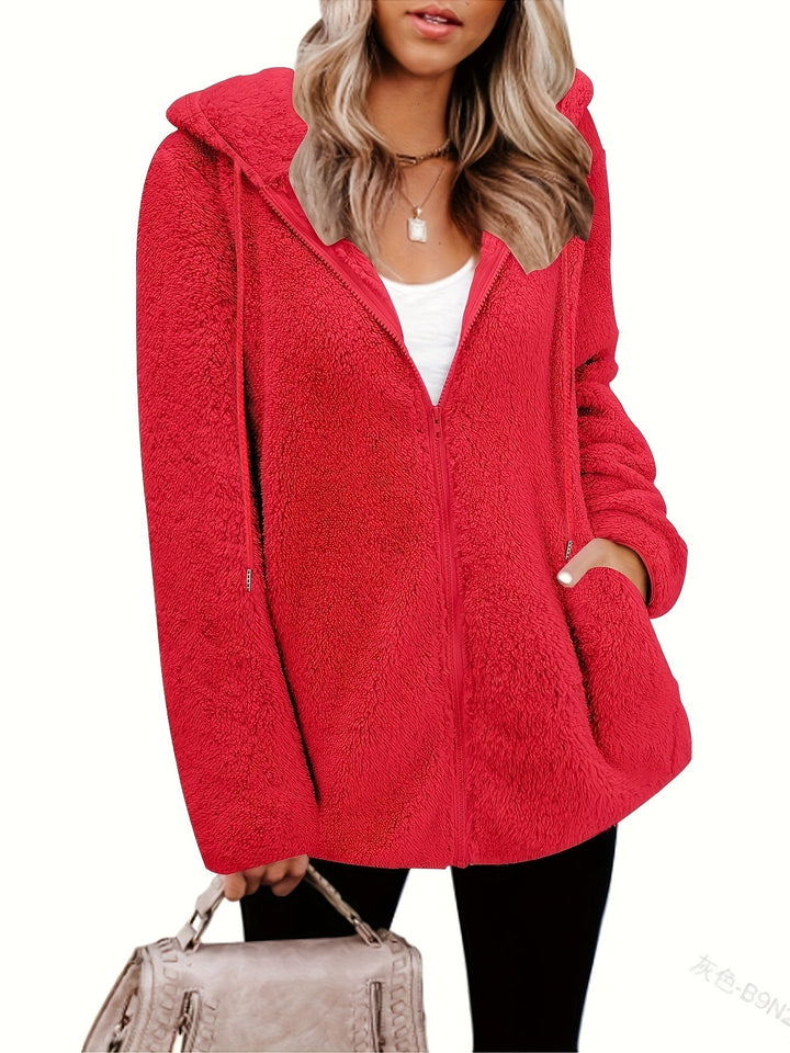 Drune | Leichtgewicht Teddyjacke mit Kapuze Polyester Warm und Bequem
