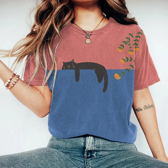 Drune | Black Cat Painting Kunst Kreatives T-Shirt für Frauen