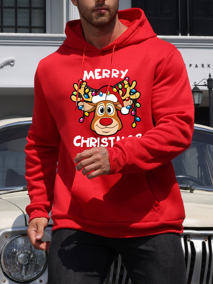 Drune | Weihnachtskapuzenpullover mit Rentierdruck Polyester Frohe Weihnachten Design