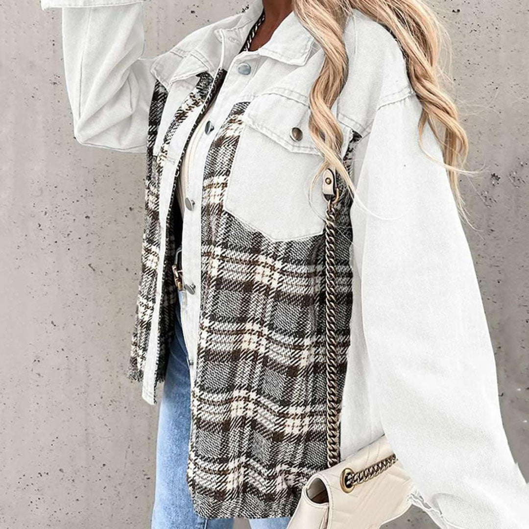 Drune | Karierte Jacke mit klassischem Kragen für Damen
