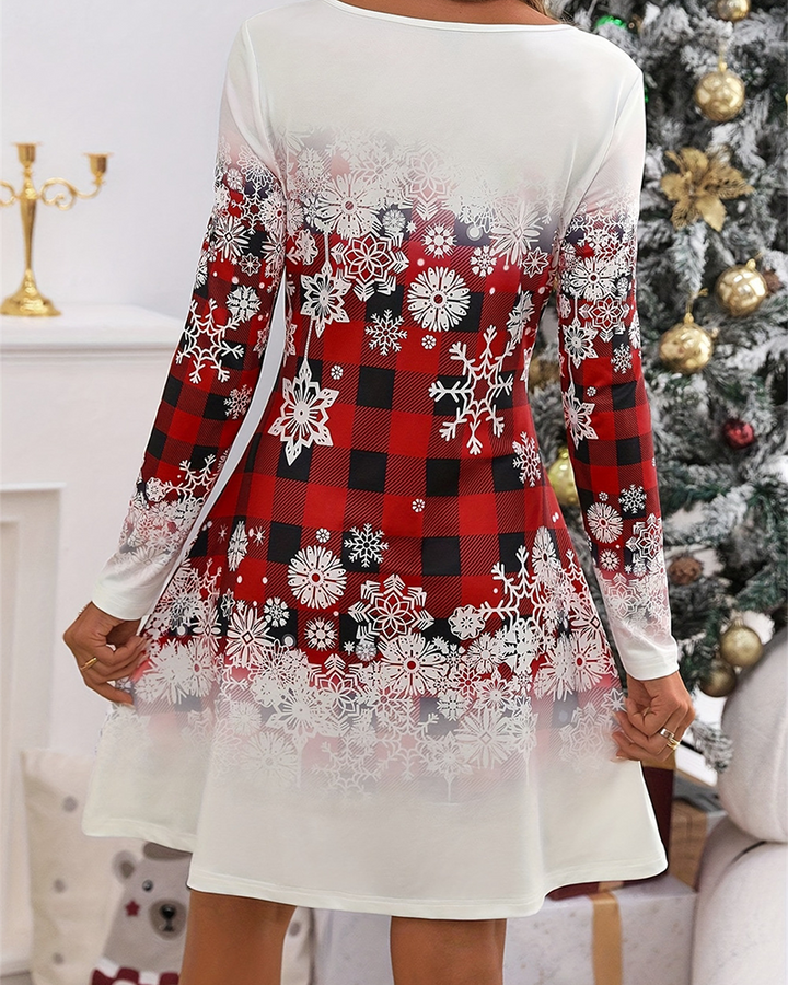 Drune | Weihnachts-Schnee-Tartan-Minifaltenrock