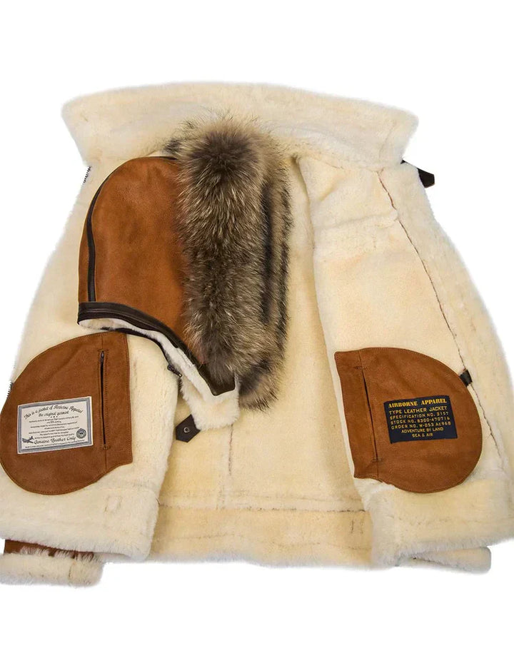 Drune | Winter Lammfelljacke mit Pelzkapuze