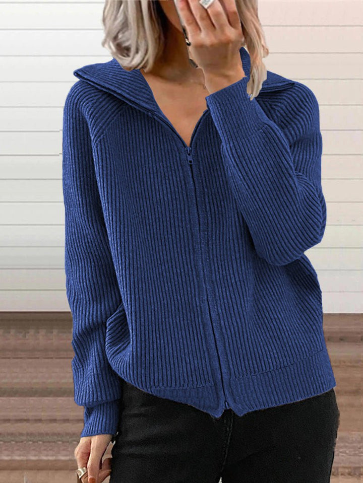 Drune | Dicke Baumwoll-Strickjacke mit Reißverschluss