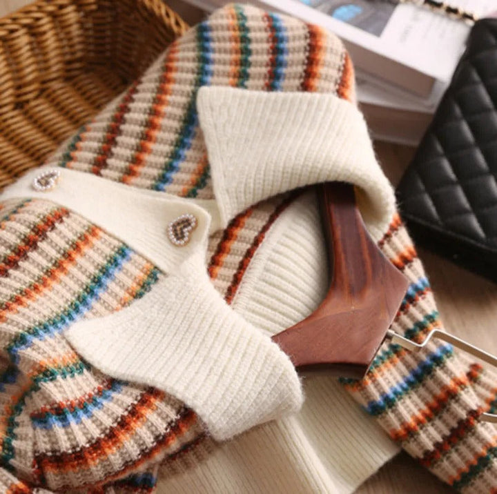 Drune | Gestreifte Strickjacke mit Kragen