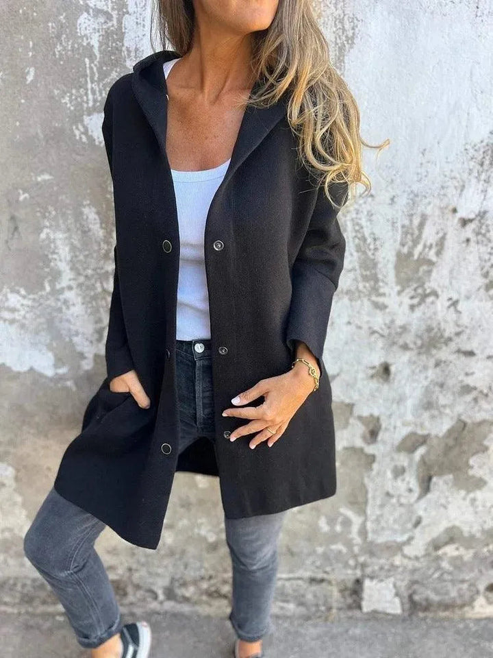 Drune | Lässiger einreihiger Cardigan mit Kapuze