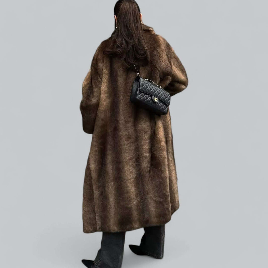 Drune | Eleganter Kunstfell Langer Trenchcoat