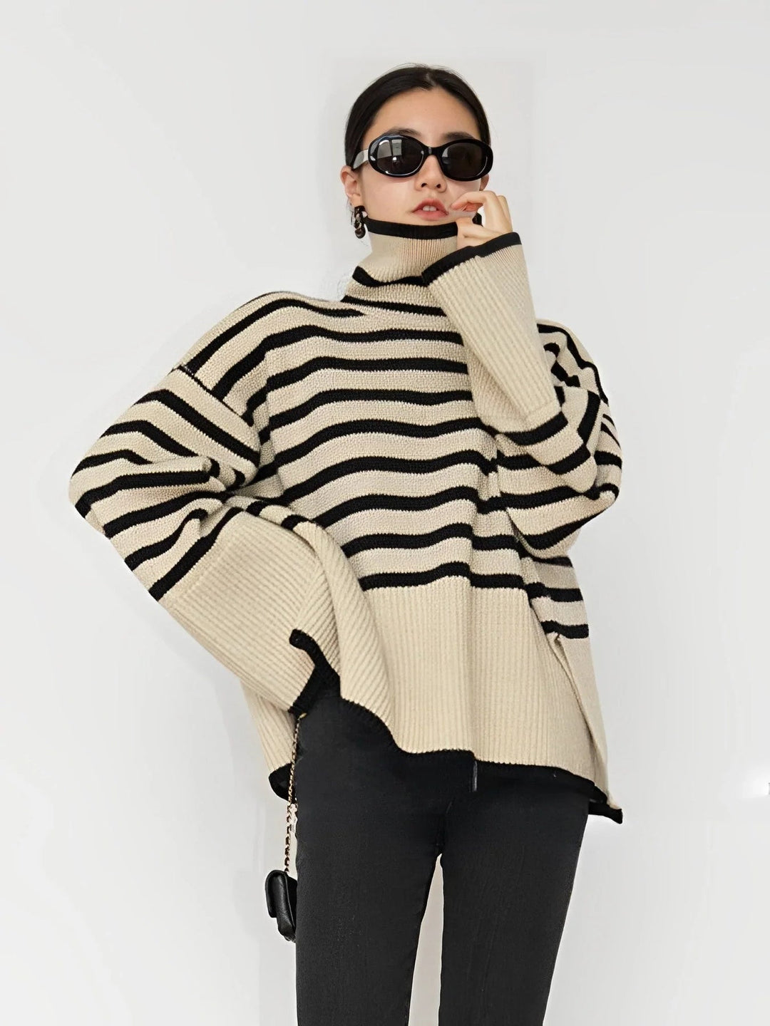 Drune | Oversize-Rollkragenpullover aus Baumwoll für Damen - Perfekt für Freizeit-Tage