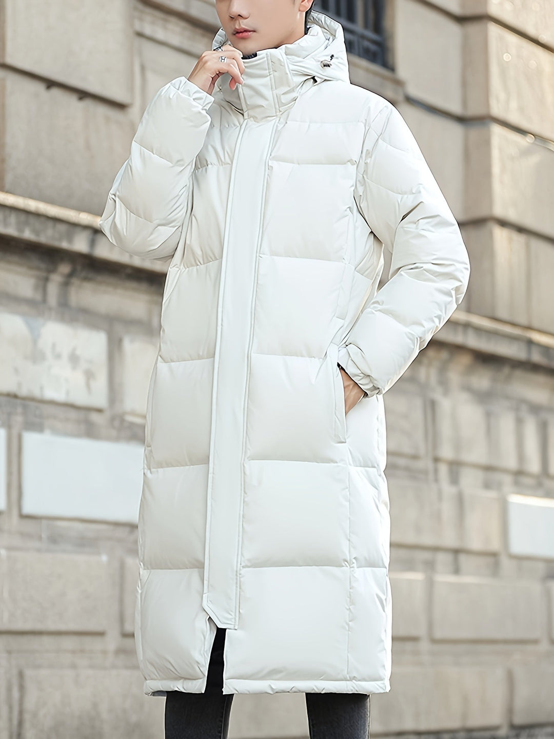 Drune |  Lange Kapuzen-Daunen-Winterjacke Für Herren - Perfekt für Outdoor-Aktivitäten