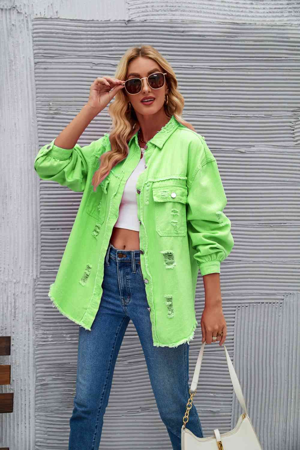 Drune | Zerrissene Rohsaum-Denimjacke