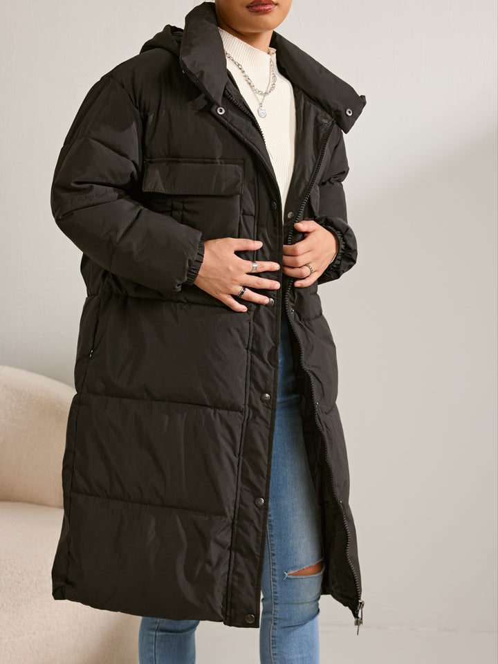 Drune | Halblange Fleece Winterjacke mit Kapuze für Frauen - Perfekt für Wintertage