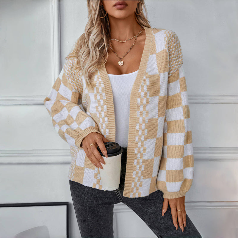 Drune | Karierter Strick Strickjacke