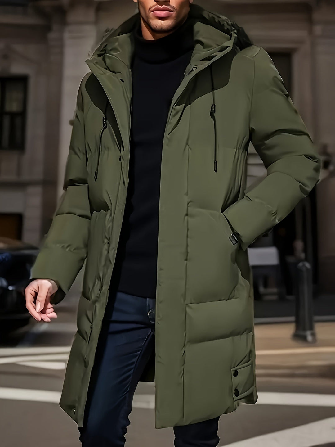 Drune | Winterjacke mit Kapuze - Warme, gefütterte Steppjacke mit Reißverschluss und Taschen