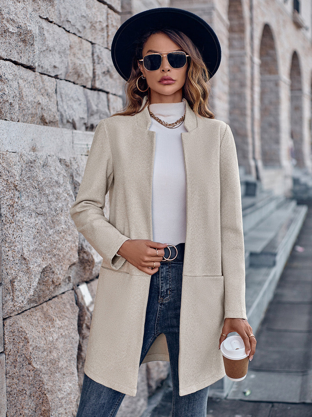 Drune | Offene Vorderseite Langarm Blazer