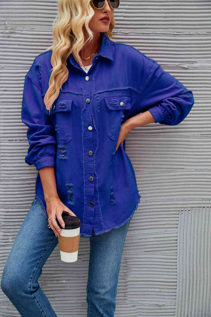 Drune | Zerrissene Rohsaum-Denimjacke