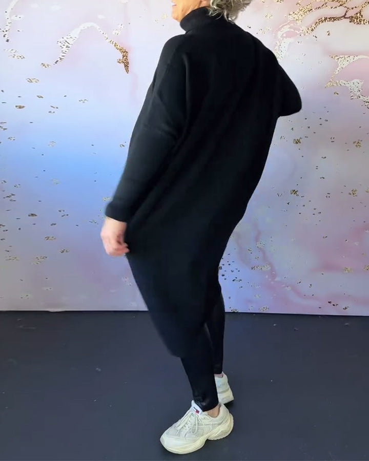 Drune | Lässiger Einfarbiger Pullover mit Hohem Kragen und Langen Ärmeln