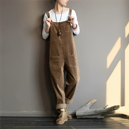 Drune | Damen Samt Retro Latzhose Perfekt für Den Frühling