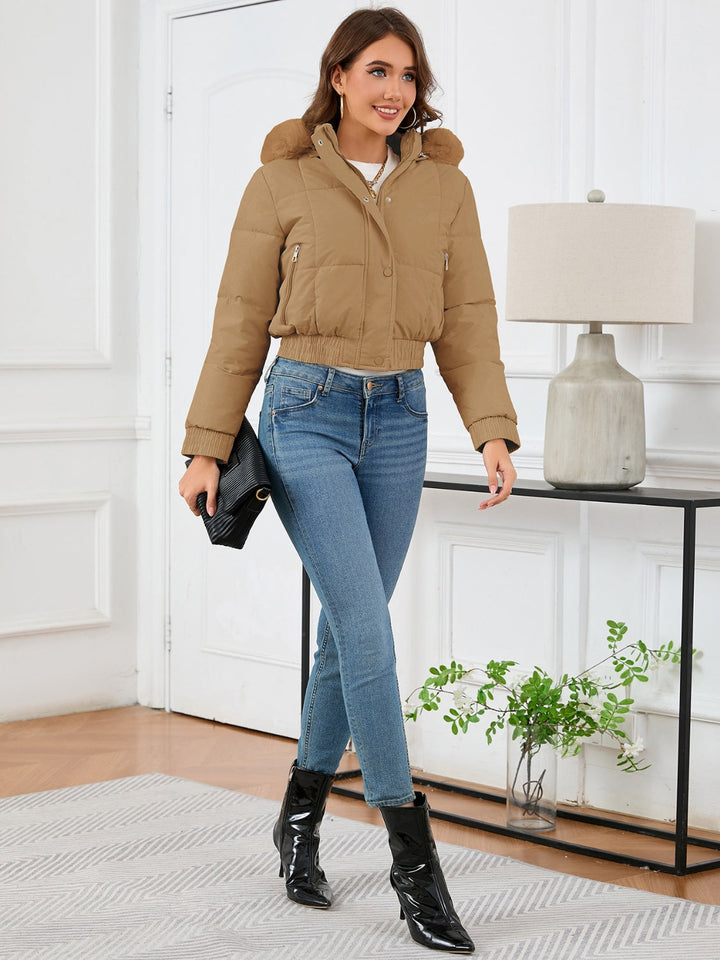 Drune | wattierte Winterjacke mit Fellkapuze und Taschen